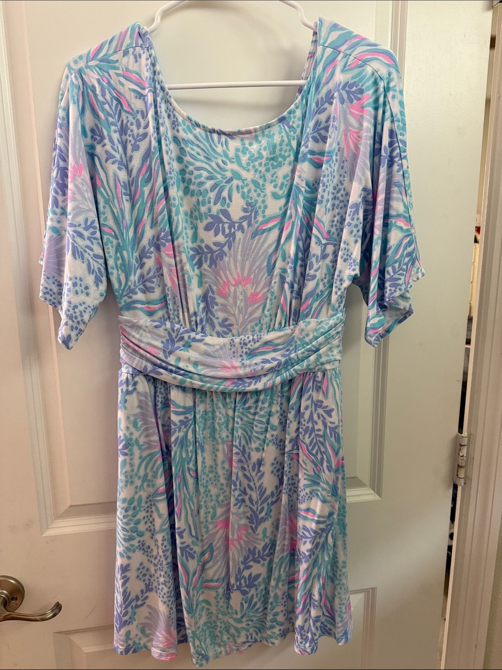 Lilly Pulitzer Pastel Floral Short Sleeve Women's  Romper - Light Blue & Pink